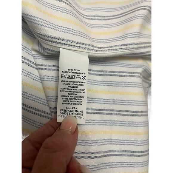 LL Bean Dress Shirt Button Down Long Sleeve White with Stripes 15.5 X 34 - Picture 4 of 4